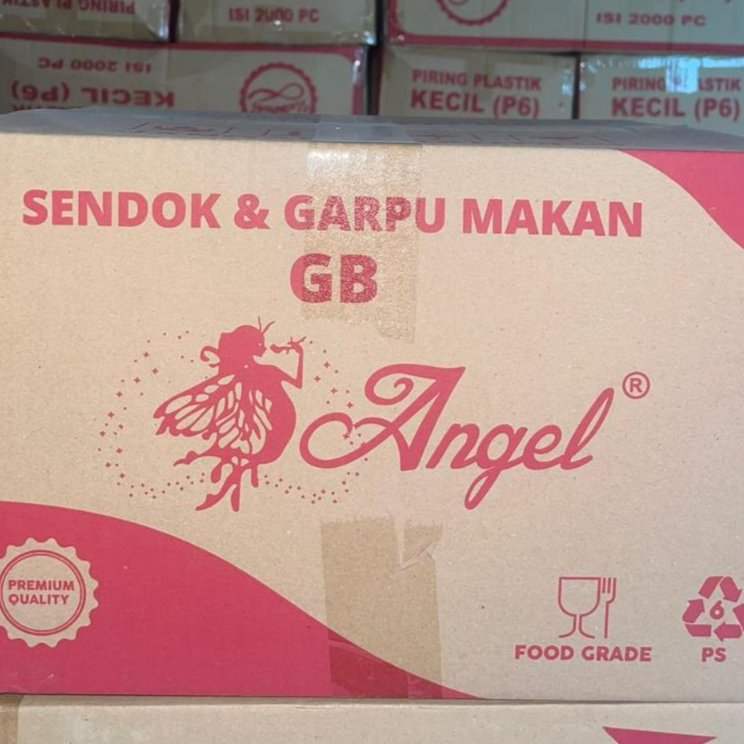 SENDOK MAKAN PLASTIK/GARPU MAKAN PLASTIK/SENDOK PLASTIK MEREK ANGEL BENING 1 DUS 3000 PCS GROSIR