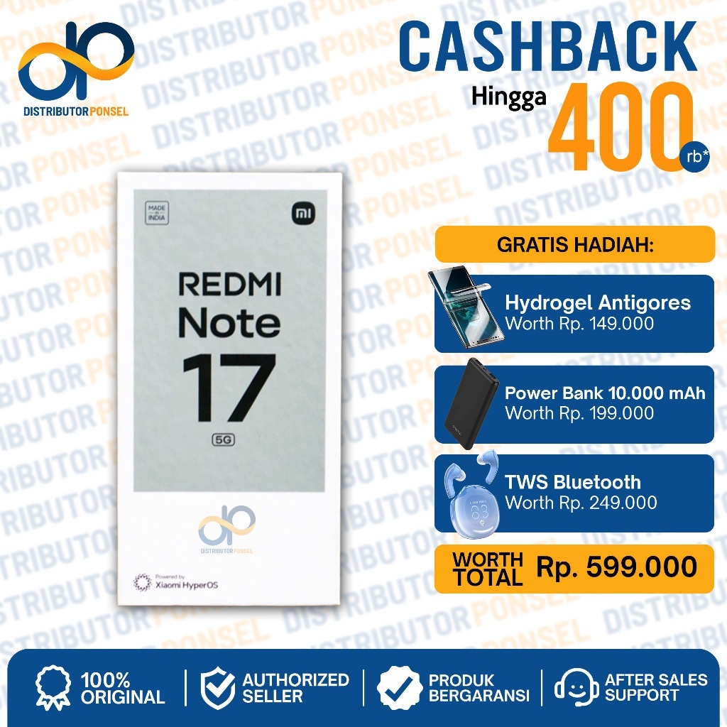 Xiaomi Redmi Note 17 4G 5G 6/128GB 6/256GB 8/256GB Garansi Resmi Not Note 15 14 Pro Max