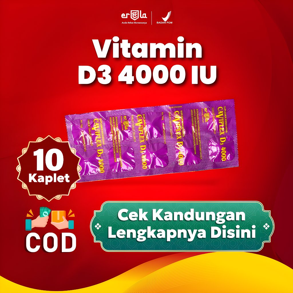 CAVIPLEX D3 4000 IU STRIP (10 Tablet) - Suplemen Vitamin D3