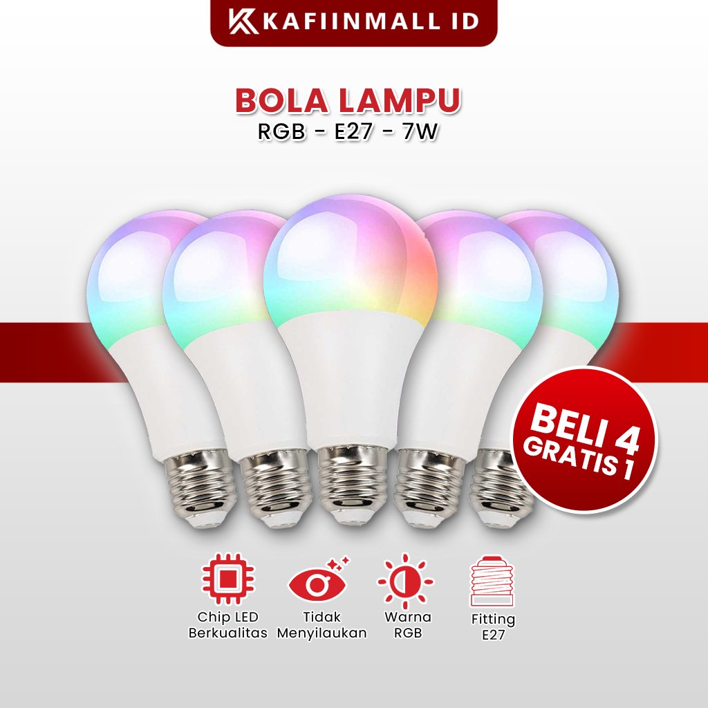 MEREK HORICI ASLI RGB E27 7W LAMPU BOLA / LAMPU KENDALI JARAK JAUH RGB / RGB WARNA WARNI