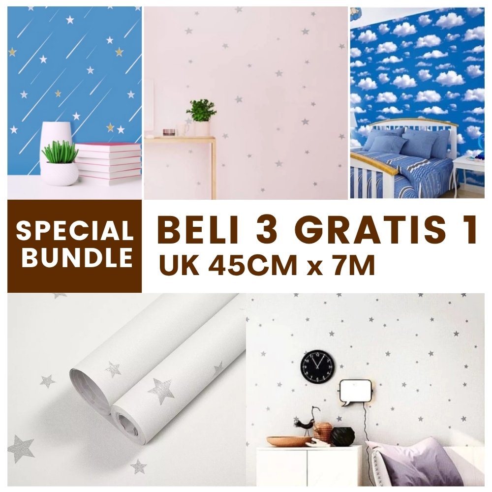 Wallpaper Dinding Plafon Kamar Tidur Walpaper Dingdin Motif Langit Biru Aesthetic SPECIAL BUNDLE