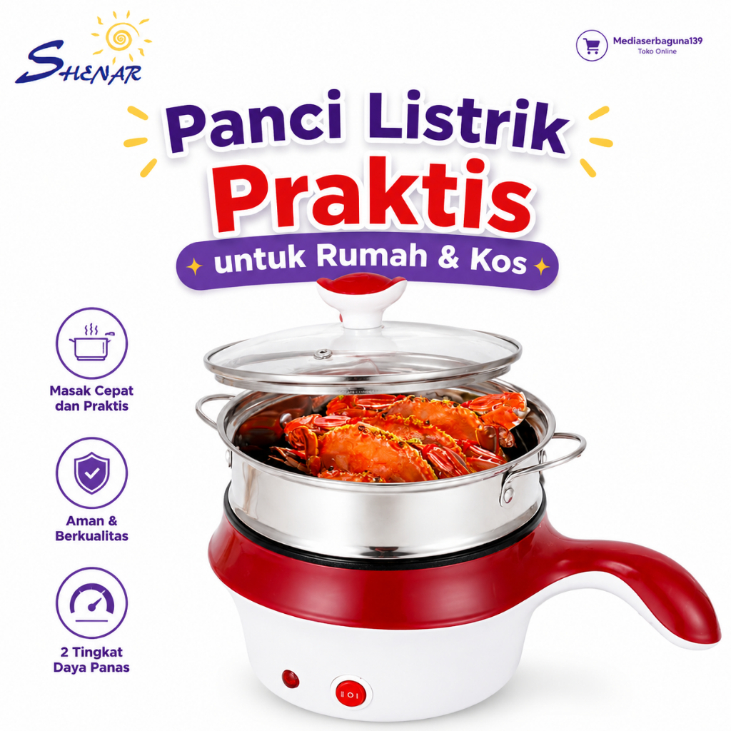 Pengukus Listrik  Panci Listrik Serbaguna Multifungsi Panci Kukus Listrik