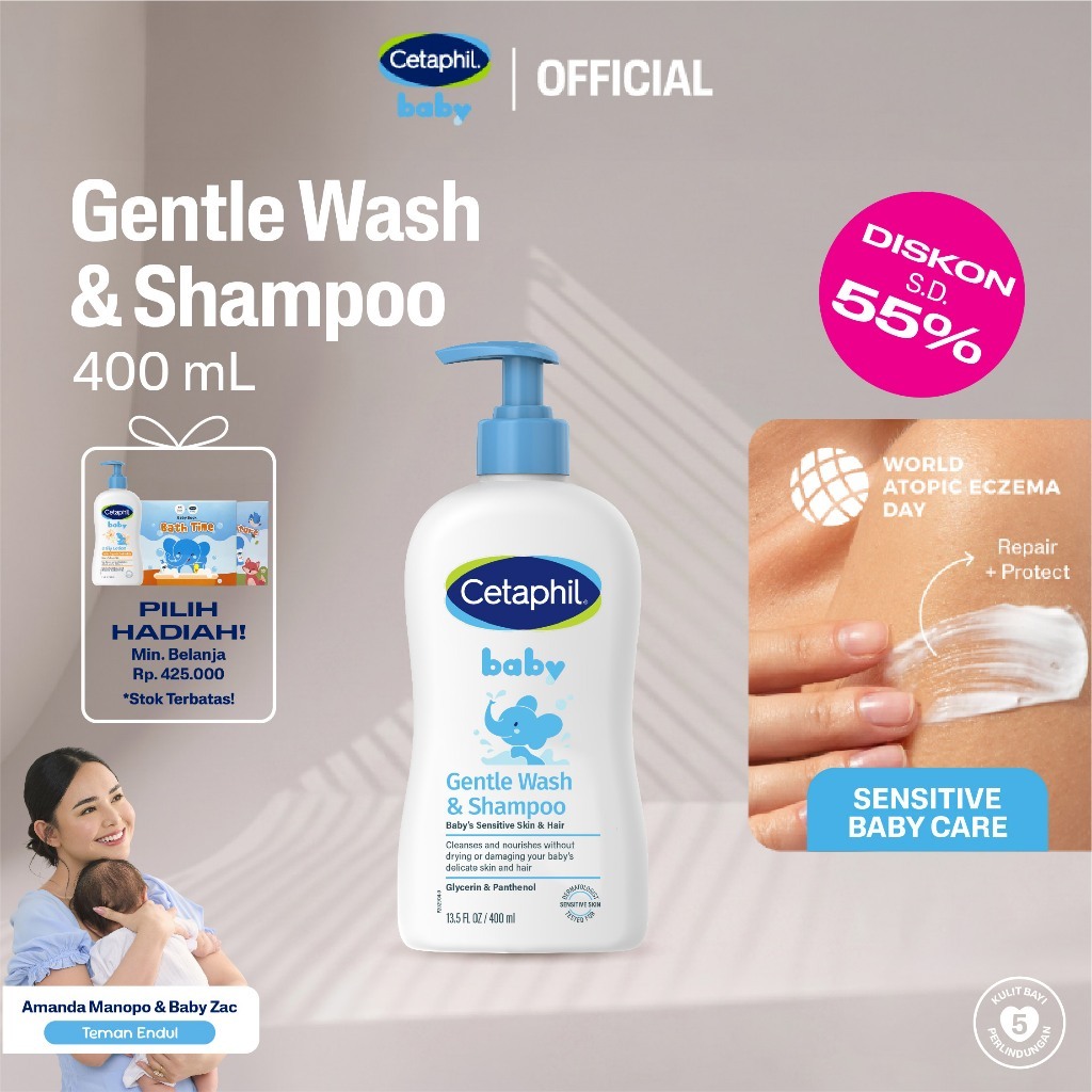Cetaphil Baby Gentle Wash & Shampoo 400ml dengan Glycerin dan Panthenol Sabun Mandi dan Shampo untuk