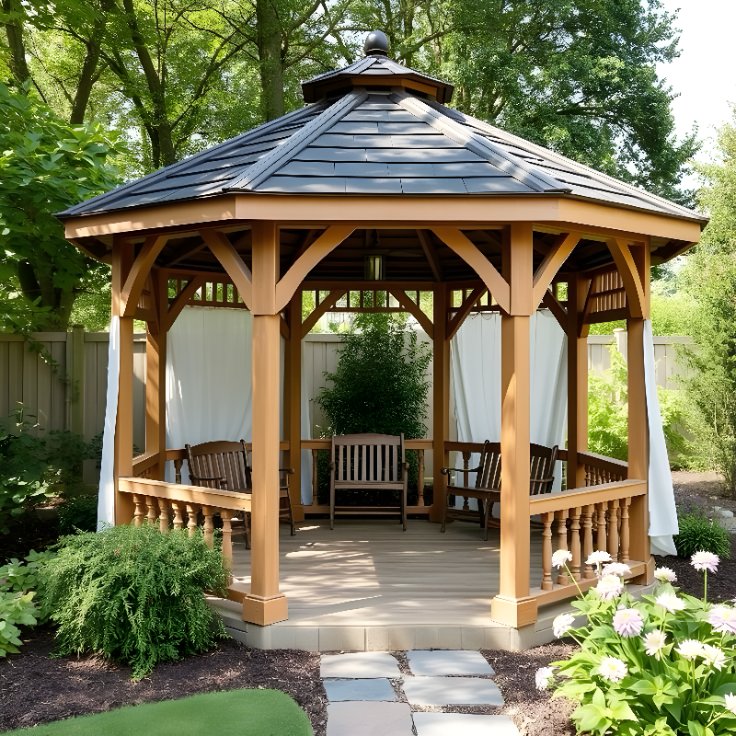 gazebo minimalis kayu jati jepara | saung gazebo kayu jati minimalis | gazebo pargola taman kayu jat