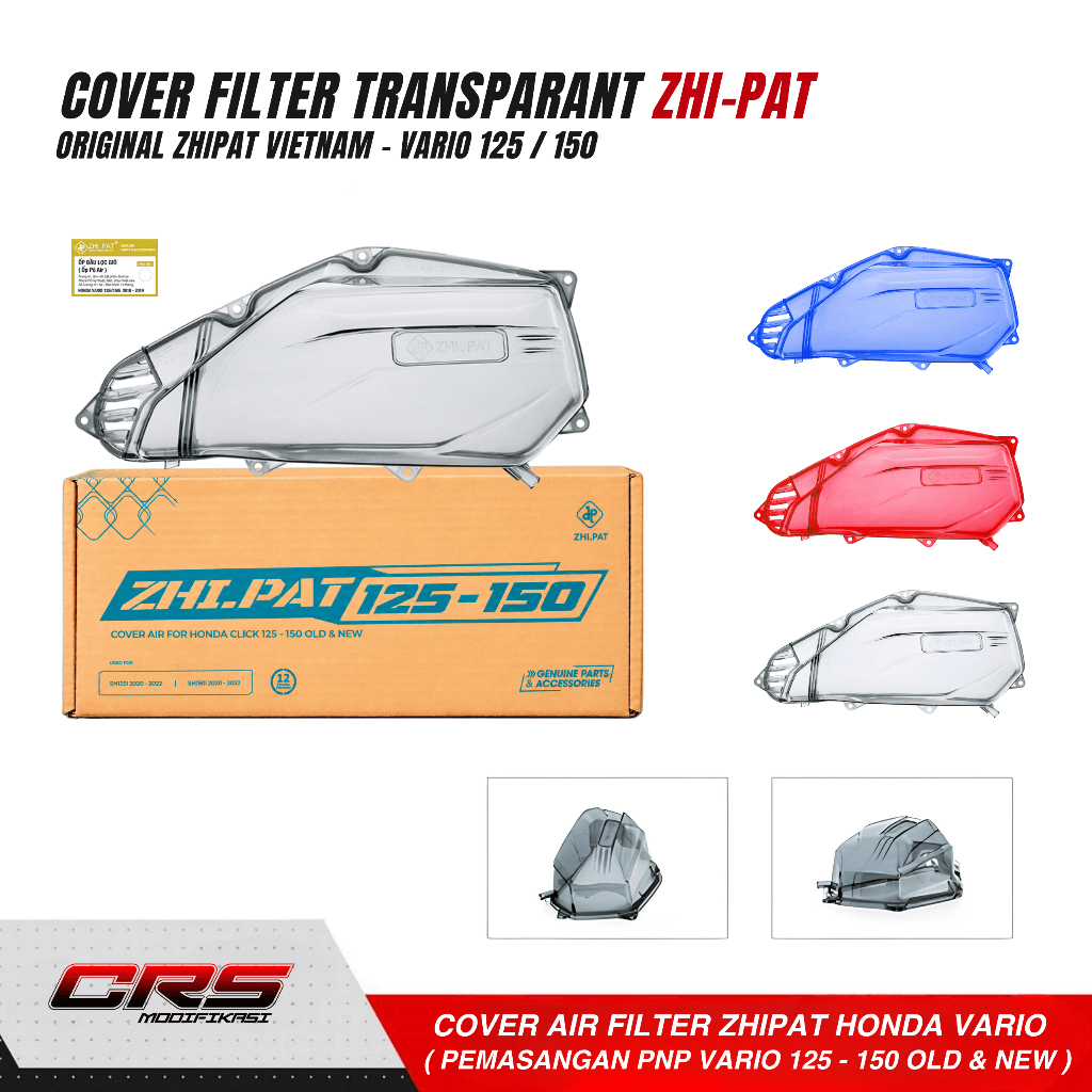 Cover Filter Transparan ZHIPAT Honda Vario 125 150 OLD NEW Cover Tutup Filter Trasnparan Mika Bening