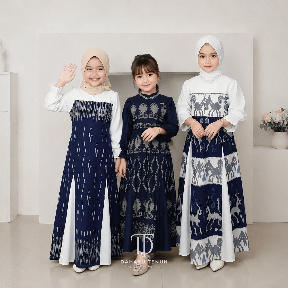DAHAYU - KINANTI Dress Gamis Kids Anak Perempuan Tenun Etnik Kombinasi Katun Premium Bayi Balita