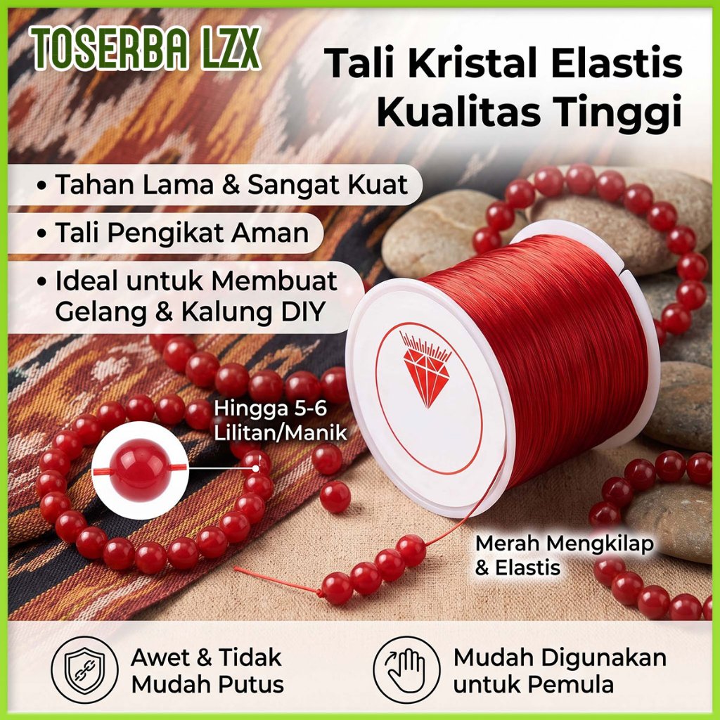 Tali elastis untuk gelang manik-manik, karet gelang untuk merangkai manik-manik, karet gelang untuk 