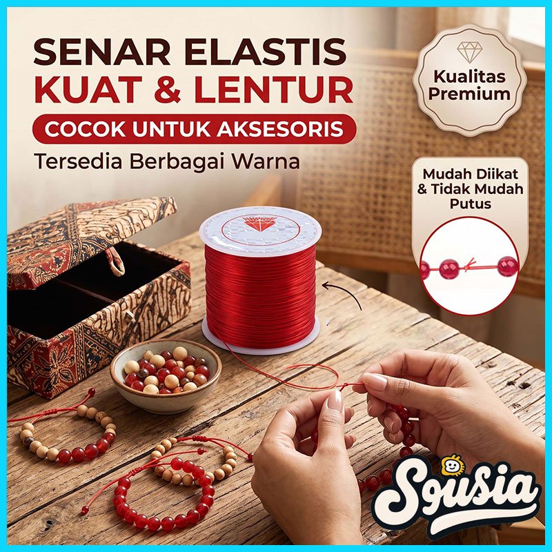 Tali elastis untuk gelang manik-manik, karet gelang untuk merangkai manik-manik, karet gelang untuk 