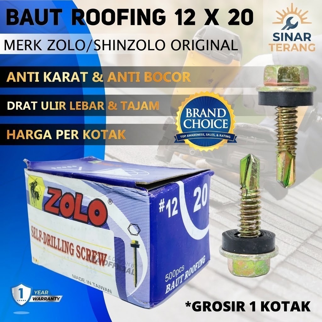 BAUT ROOFING ZOLO SHINZOLO / BAUT ATAP ZOLO SHINZOLO / BAUT ALDERON SHINZOLO UKURAN 2 CM / 2,5 CM / 