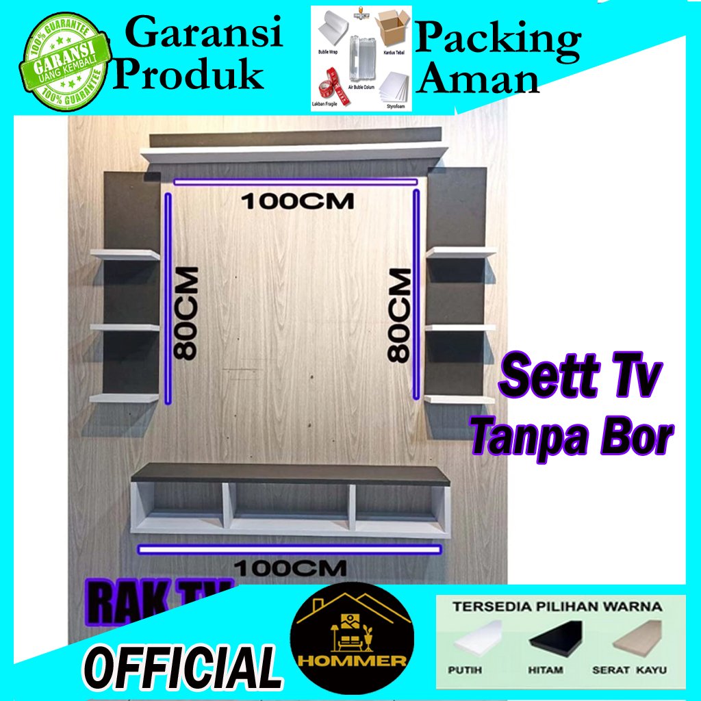 (TANPA BOR)hommer SETT TV DINDING RAK TV GANTUNG Buffet Tv MEJA TV RAK HIAS DINDING MELAYANG RAK SER