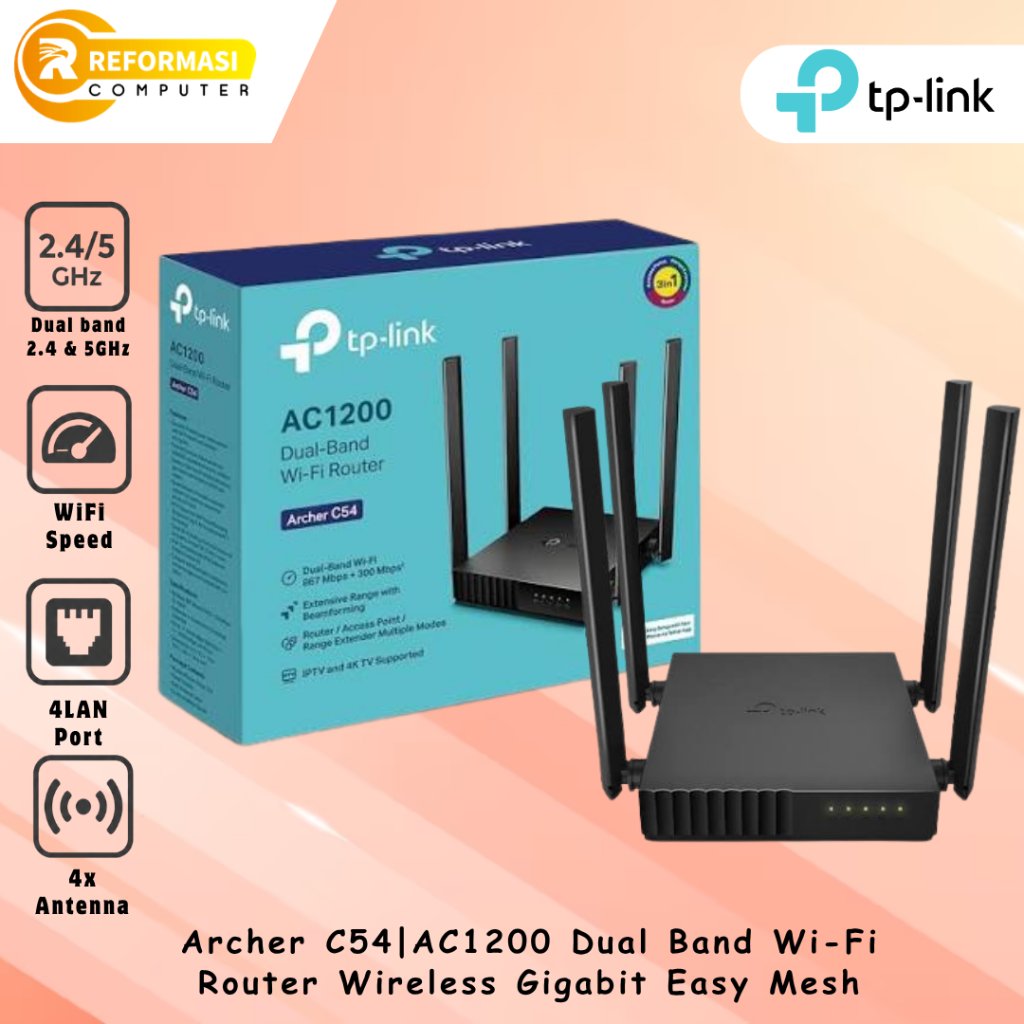 TP-LINK Routher Tp-Link Archer C54 AC1200 Dual-Band Wi-Fi Router