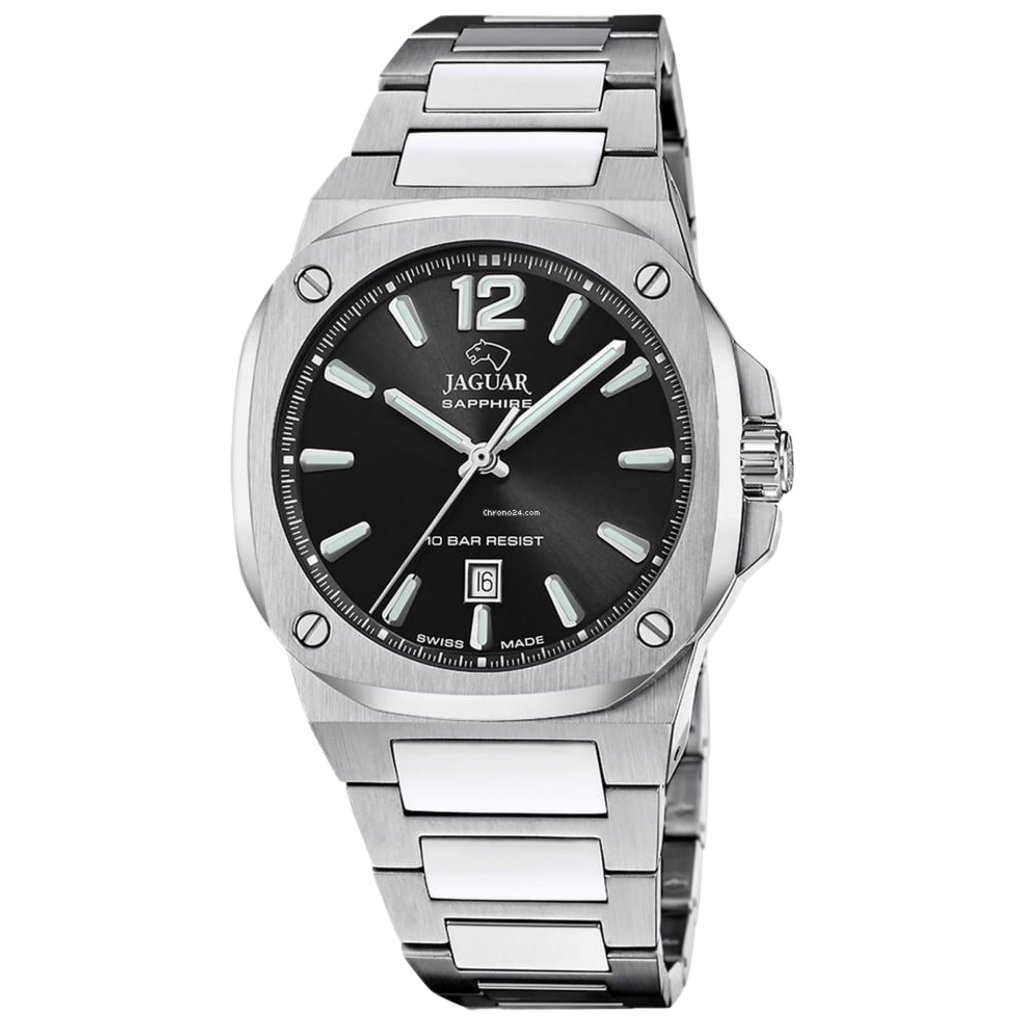 Galery Jam Tangan JAGUAR J1024/3 Silver Dial Black Stainless Steel Swiss Made