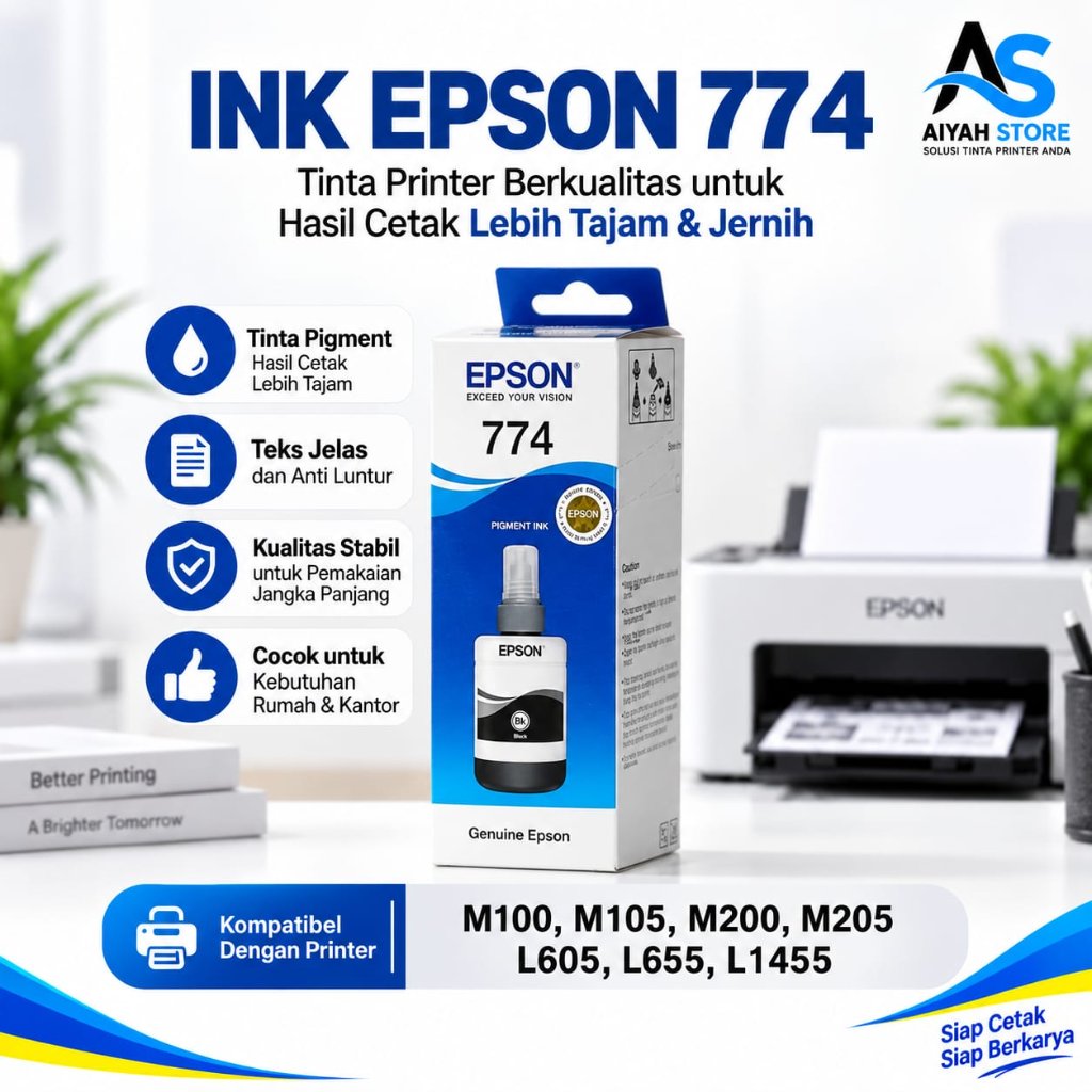 TINTA PRINTER EPSON 774 BLACK COMPATIBEL PRINTER Epson M100, M105, M200, M205 L605, L655, L1455