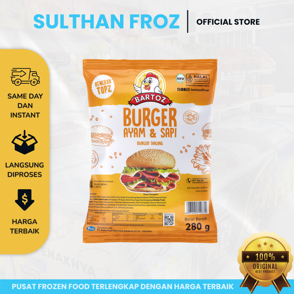 BARTOZ BURGER SAPI 280 GR 250 GR || BURGER DAGING