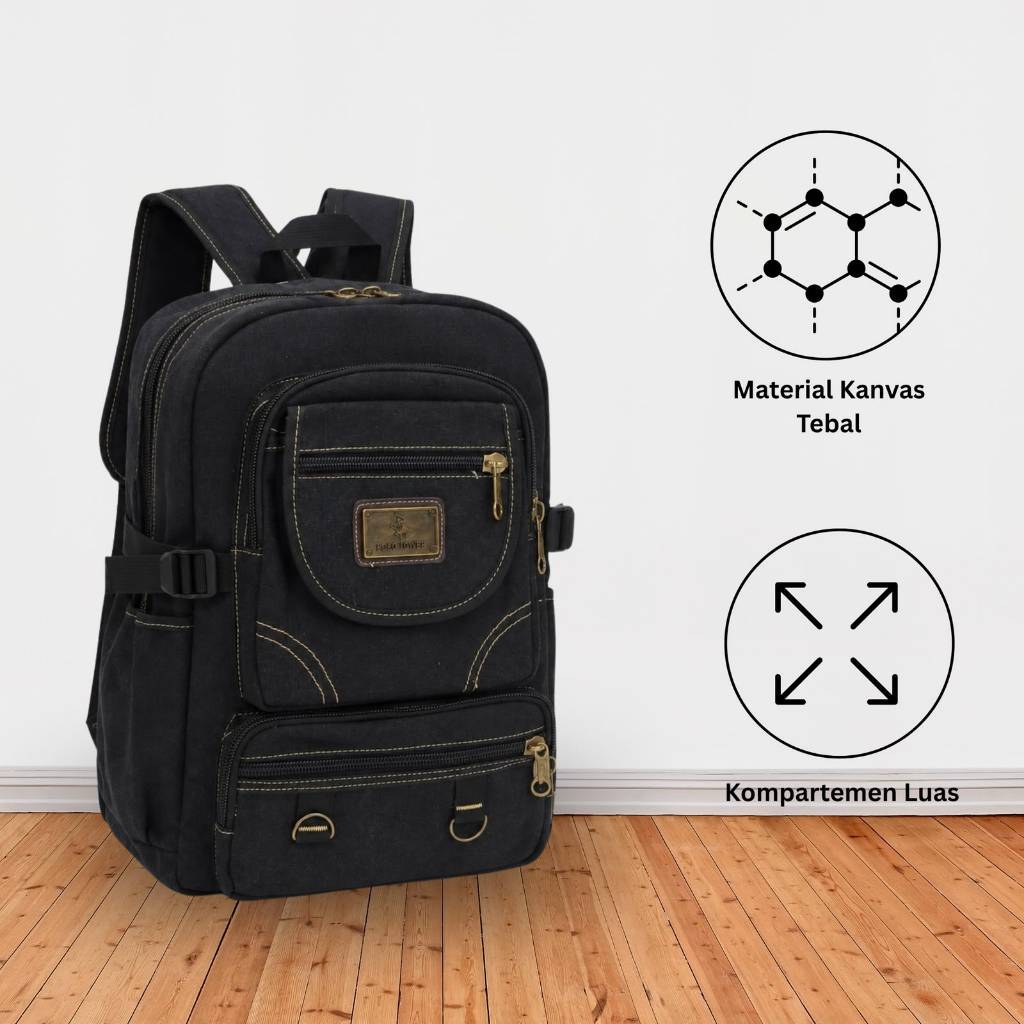 Tas Pria Ransel Canvas Import Polo Power Tas Punggung Casual Backpack Levis #7009