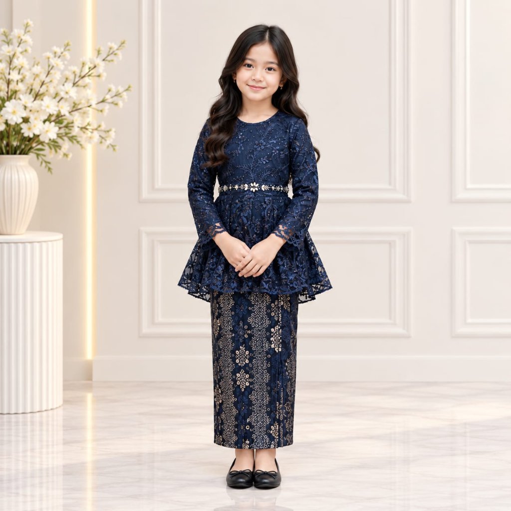 Kebaya Lesti Anak Brokat Premium Set Rok | Kebaya Anak Perempuan Modern Untuk Pesta & Wisuda