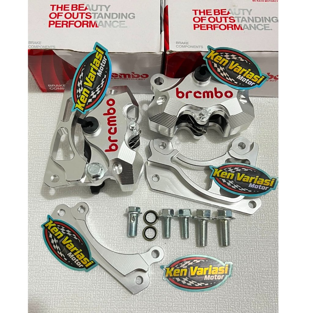 KALIPER + BREKET CAKRAM DEPAN 2 PISTON 2P BREMBO BUTTERFLY BEAT VARIO SCOOPY GENIO DISK PIRINGAN : S