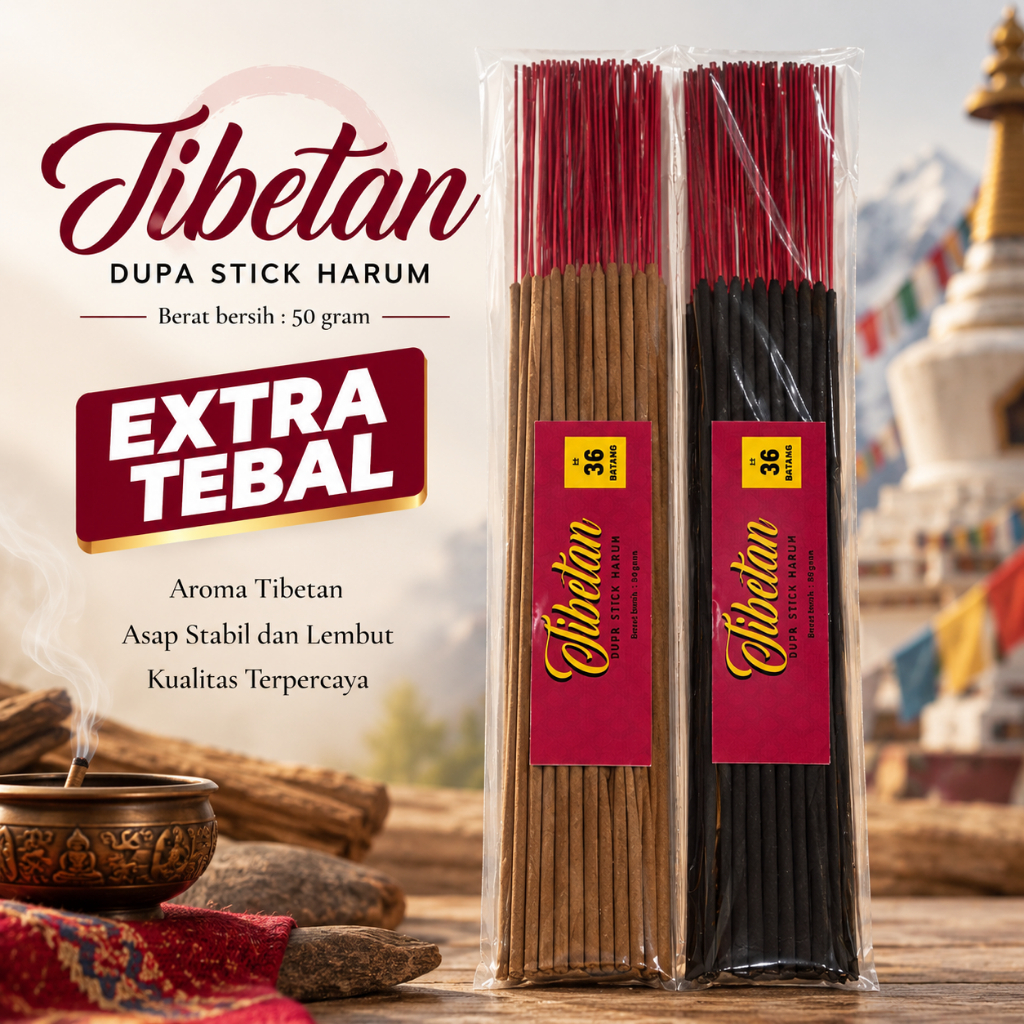 Dupa Sembahyang Wangi TIBETAN Premium Warna Hitam & Natural isi 36btg DUPA LIDI/STIK