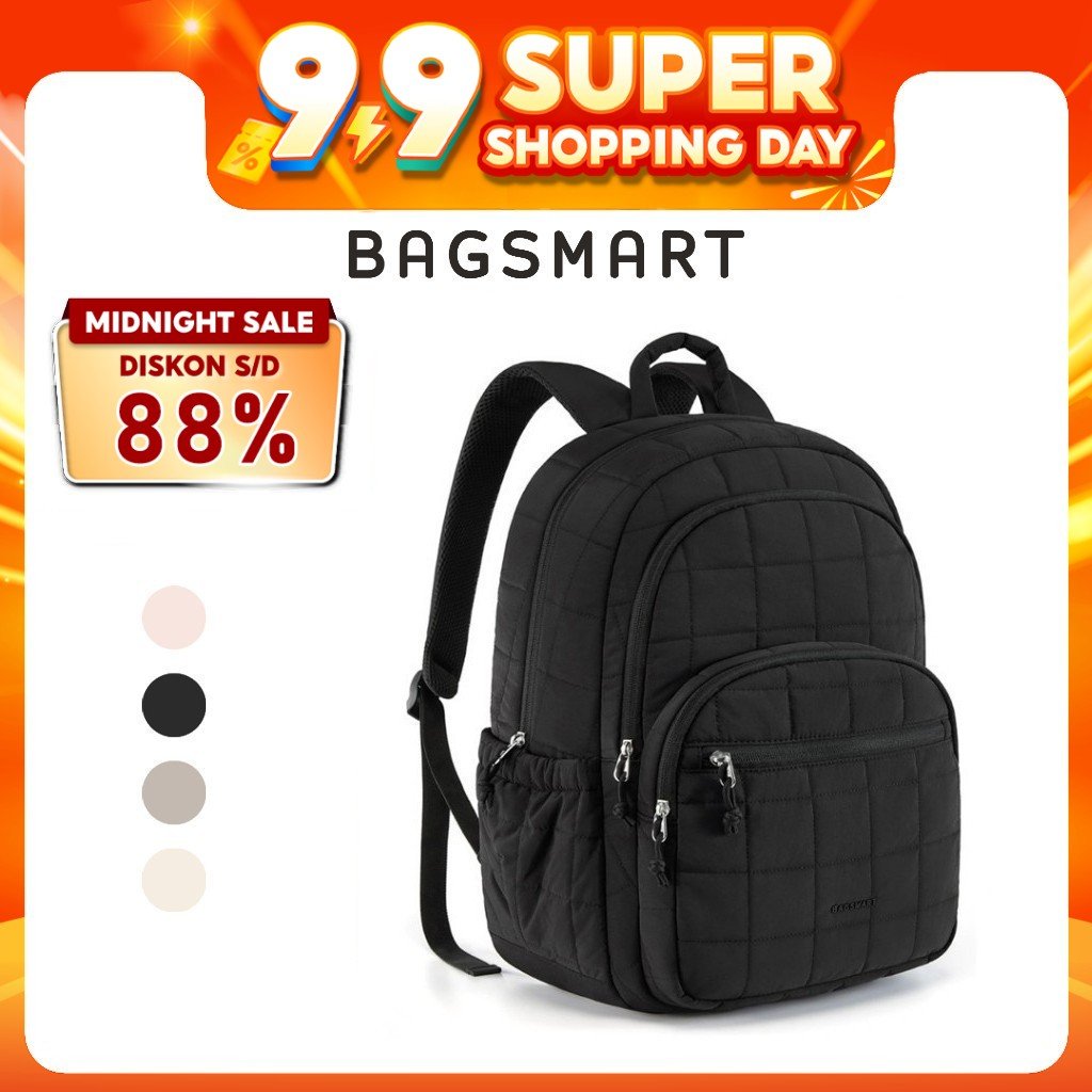 BAGSMART Casual Laptop Backpack 15.6inch Lightweight Quilted College Business Daypack for Women Men