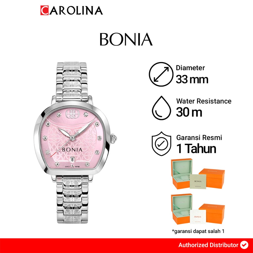 Jam Tangan Wanita Bonia B10765-2377 Sonia Pink Dial Silver Stainless Steel Band