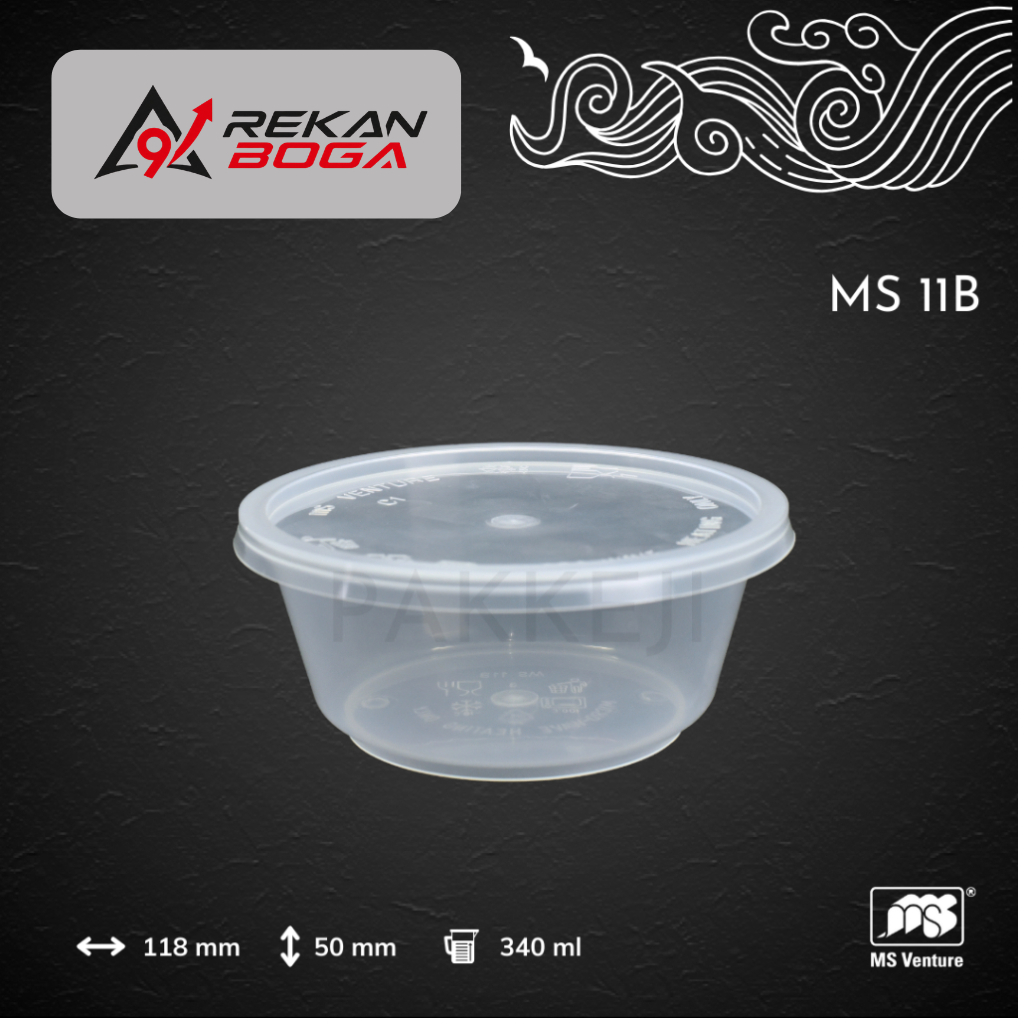 Wadah Plastik — MS 11B Round Container 340 ml — Food Container Bulat — MS Venture