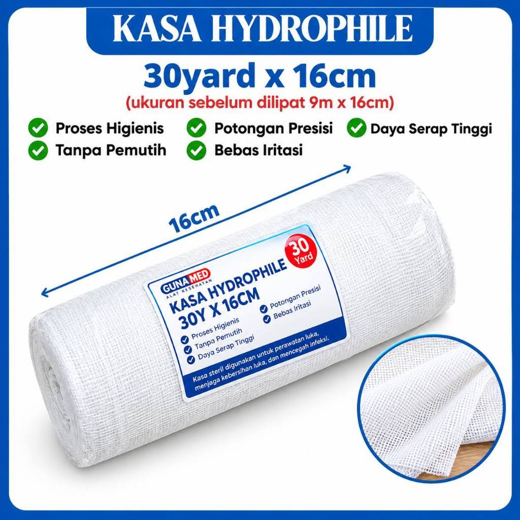 Kasa Gulung 30Yard x 16Cm Gunamed Kain Kasa Gulungan Roll Gulung Besar Steril Untuk Luka