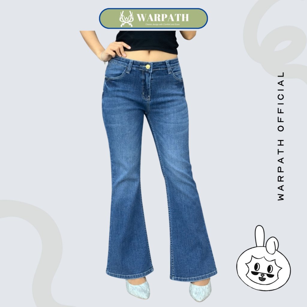 WARPATH - Highwaist Flare Jeans Stretchboot Petite 9184 Cutbray Jeans Denim Panjang Wanita Bahan Str