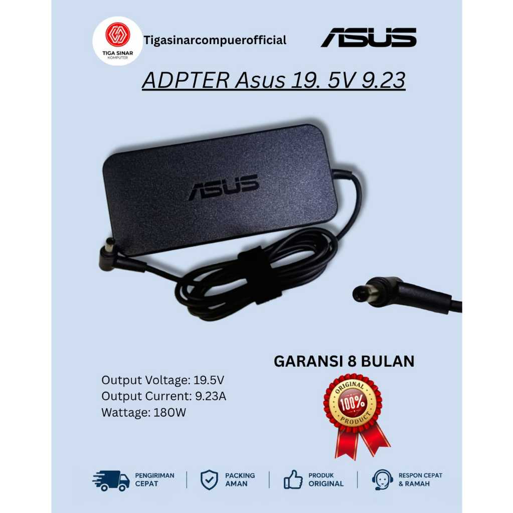 Adaptor Charger ASUS 19.5V - 9.23A (180W) DC 5.5x2.5mm. ADP-180HB ADP-180MB ADP-180EB #ADP_AS_19.5V-