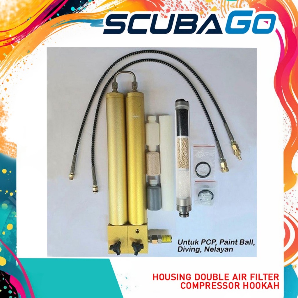 Housing Double Air Filter Udara Compressor PCP Hookah Diving Cartridge Kompresor Selam Nelayan Dakor