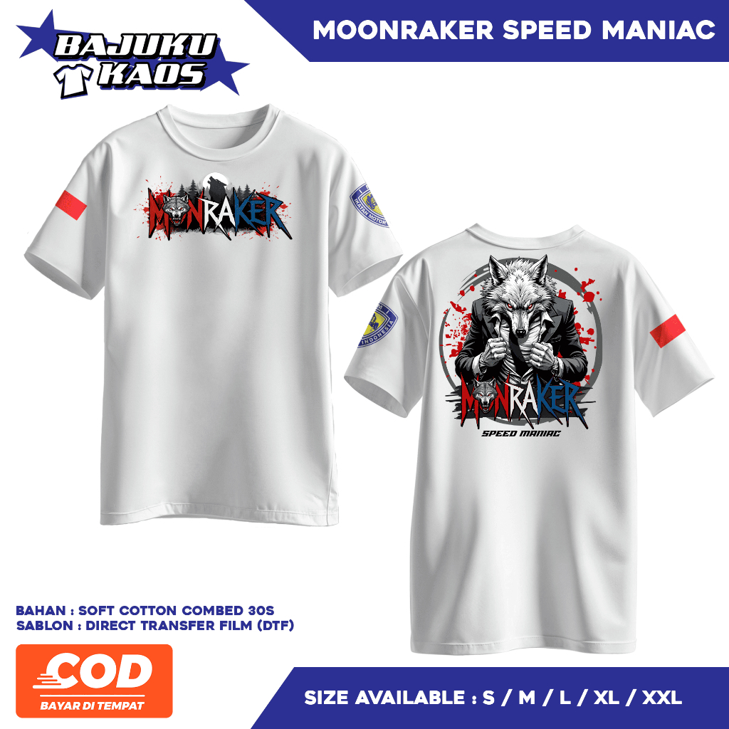 KAOS MOONRAKER SPEED MANIAC - BAJU KOMUNITAS MOONRAKER KECE - BAJU UNISEX - KAOS MURAH - KAOS PREMIU