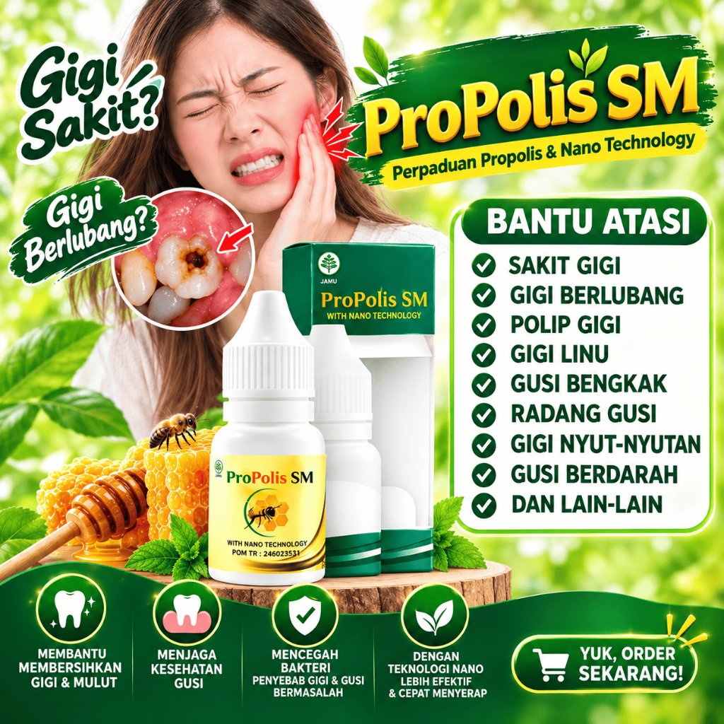 Obat Gigi Infeksi Gusi Bengkak Gusi Bernanah Gusi Bengkak Gusi Berdarah Dll - Propolis Sm 100% Origi