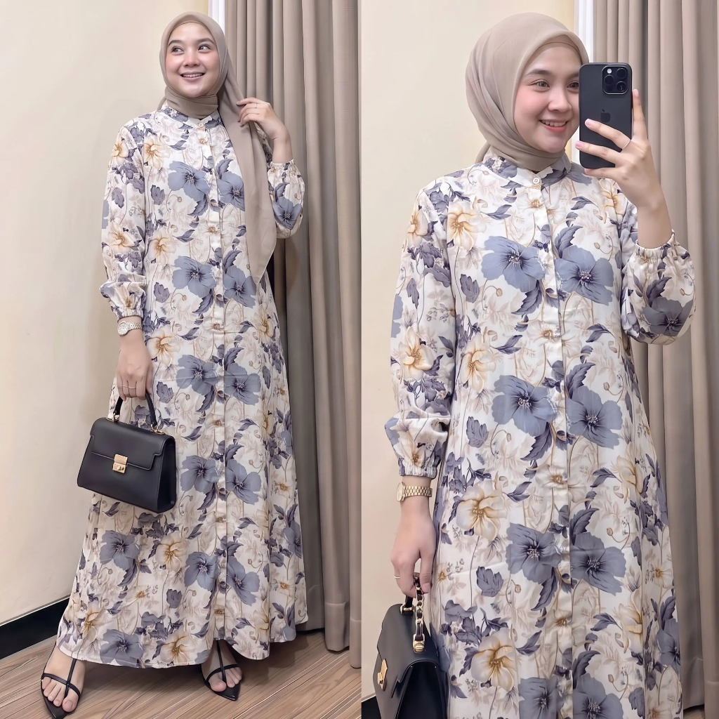 MOZA DRESS RAYON TANGAN KERUT KARET
