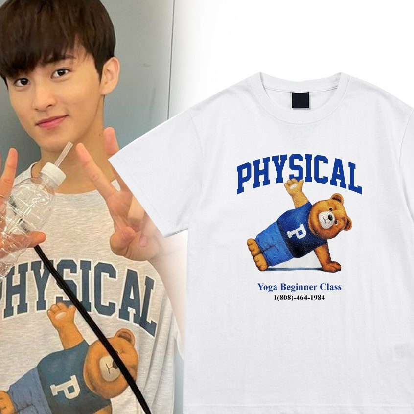 kaos korean mark lee nct physcal bear yoga 100% S-2XL BAHAN NYAMAN HALUS ADEM
