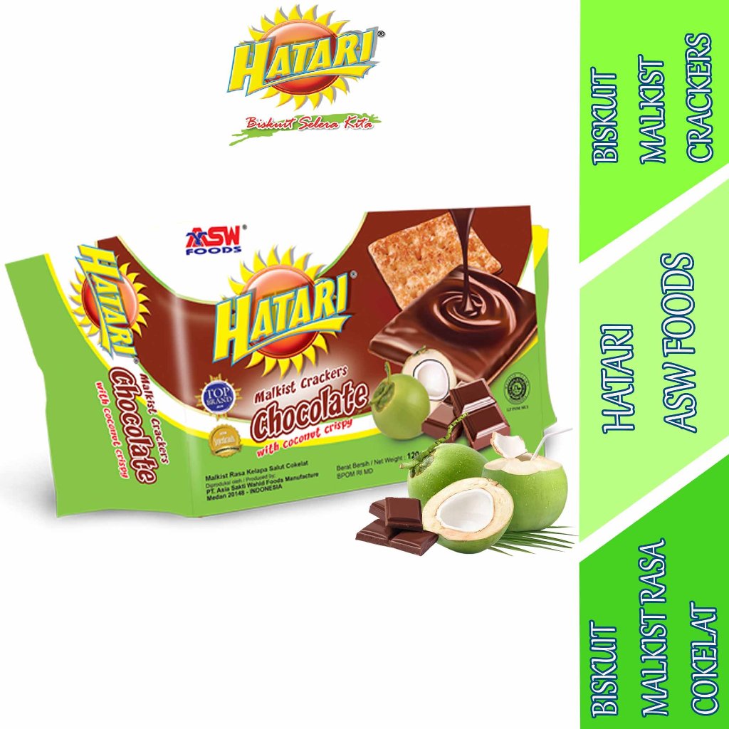 Biskuit Krakers Chocolate With Coconut Crispy - Biskuit Hatari - Biskuit Malkist Crackers - 120gr