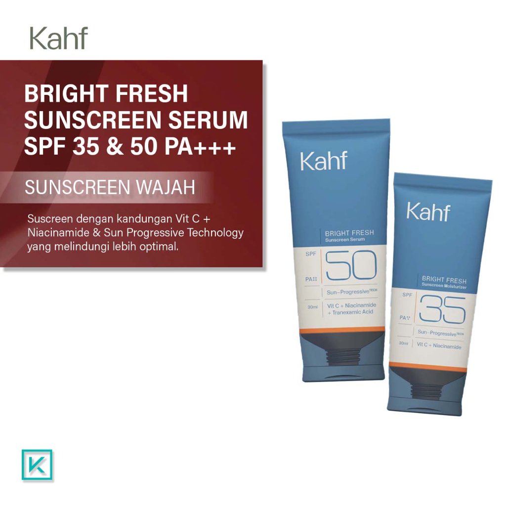 Kahf Bright Fresh Sunscreen Serum Moisturizer SPF50 SPF35 PA++++ - Sunscreen Pria Mencerahkan Wajah 
