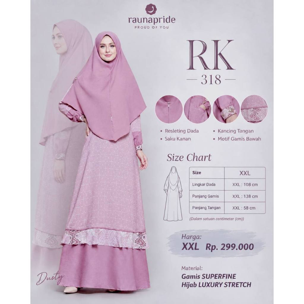 Gamis Muslim / RK-316 / RK-317 / RK-318 / Fashion Muslim / Rauna