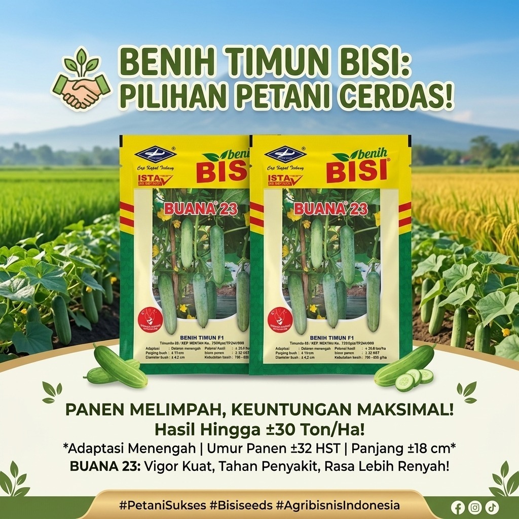 Benih Timun BUANA 23 F1 20 gram - Bibit Mentimun Buana 23 - Exp Panjang 03-2027