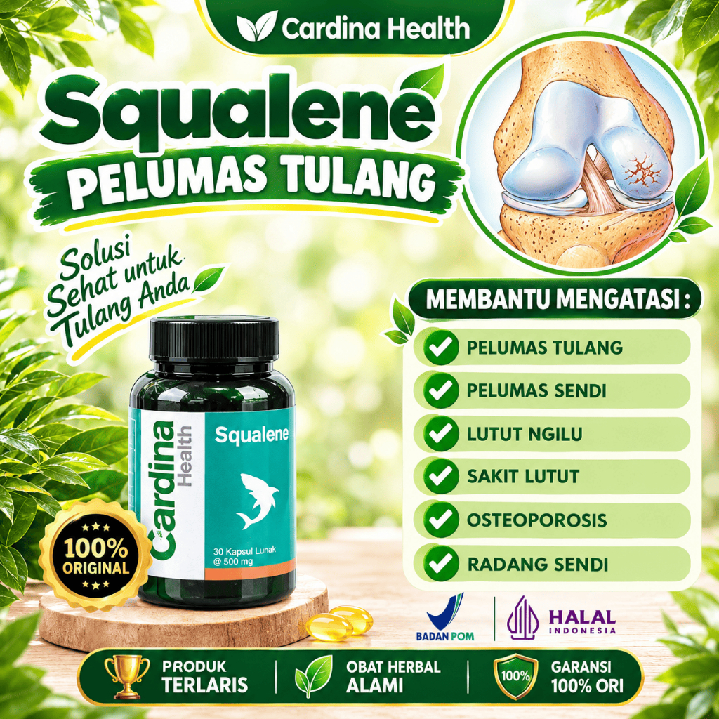 Cardina Health Squalene Untuk Pelumas Tulang, Pereda Sakit Lutut, Lutut Ngilu, Radang Sendi, Osteopo