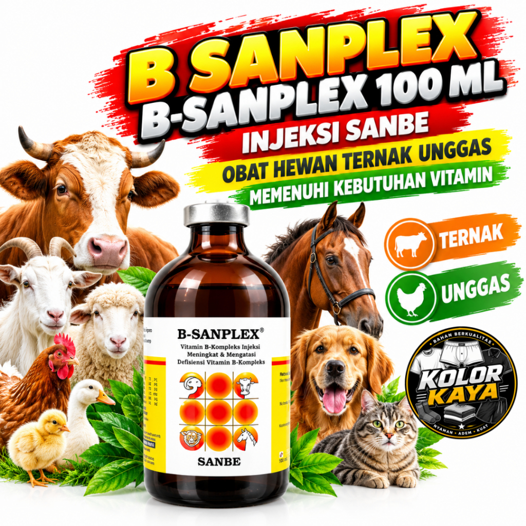 SEDIA B SANPLEX B-SANPLEX 50 ML 100 ML INJEKSI SANBE OBAT HEWAN TERNAK UNGGAS MEMENUHI KEBUTUHAN VIT