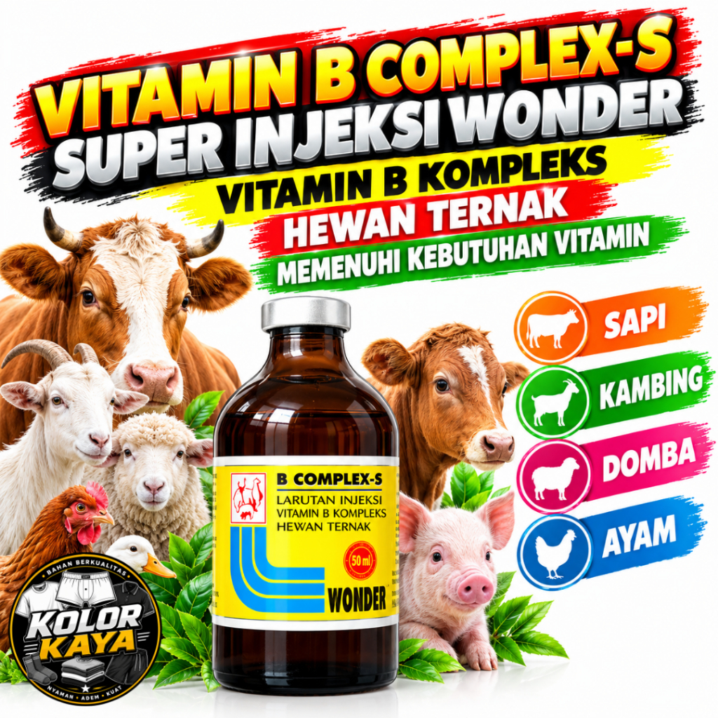 SEDIA VITAMIN B COMPLEX-S SUPER INJEKSI WONDER VITAMIN B KOMPLEKS HEWAN TERNAK MEMENUHI KEBUTUHAN VI