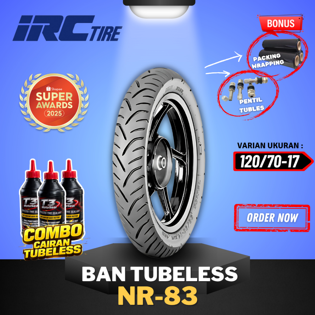 [READY COD] BAN MOTOR IRC NR83 RING 17 ( 120/70-17 ) / BAN TUBELESS IRC RING 17 BAN MOTOR BEBEK SPOR