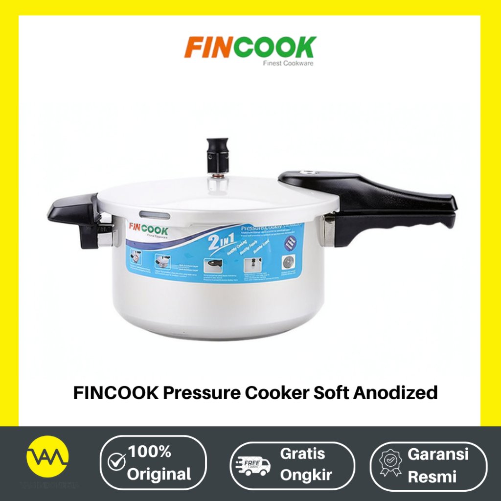 Fincook Panci Presto Soft Anodized + Steam 5 Liter Fincook Pressure Cooker PC5005SAS