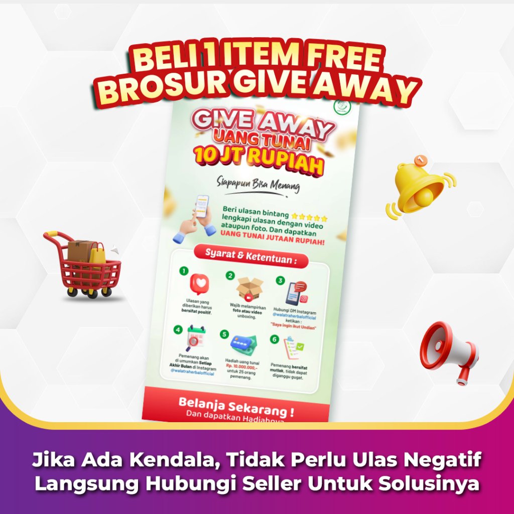 FREE Brosur Give Away Undian Uang Tunai 10JT Setiap Pembelian Semua Produk Kurmaqu GMJ Obat Lambung