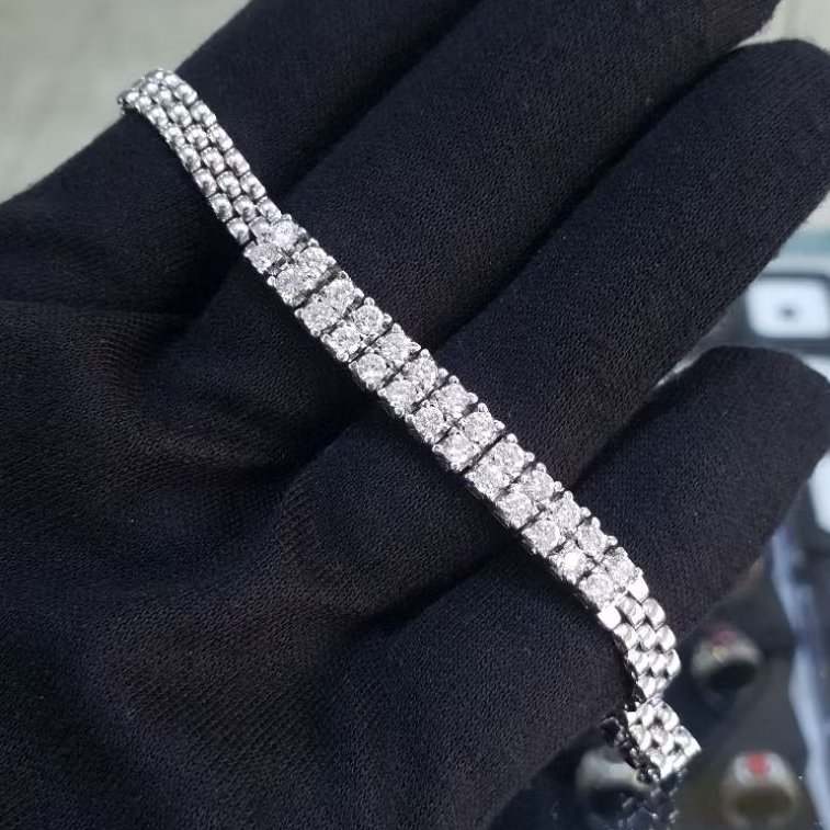 Gelang Emas Putih 16,00 Gram Berlian Asli Natural Diamond 2,50 Carat
