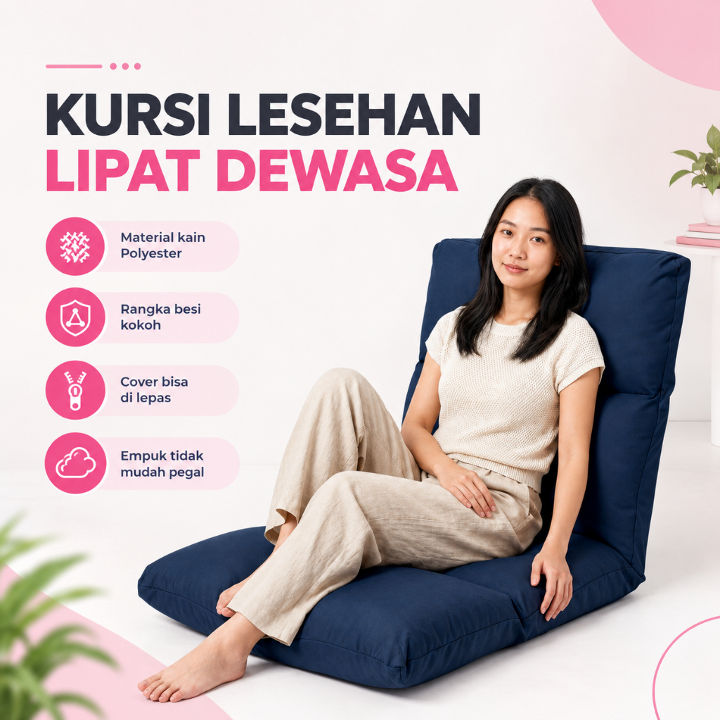 Kursi Lesehan Lipat Dewasa dengan Sandaran | Sofa Lantai Tatami & Pengajian