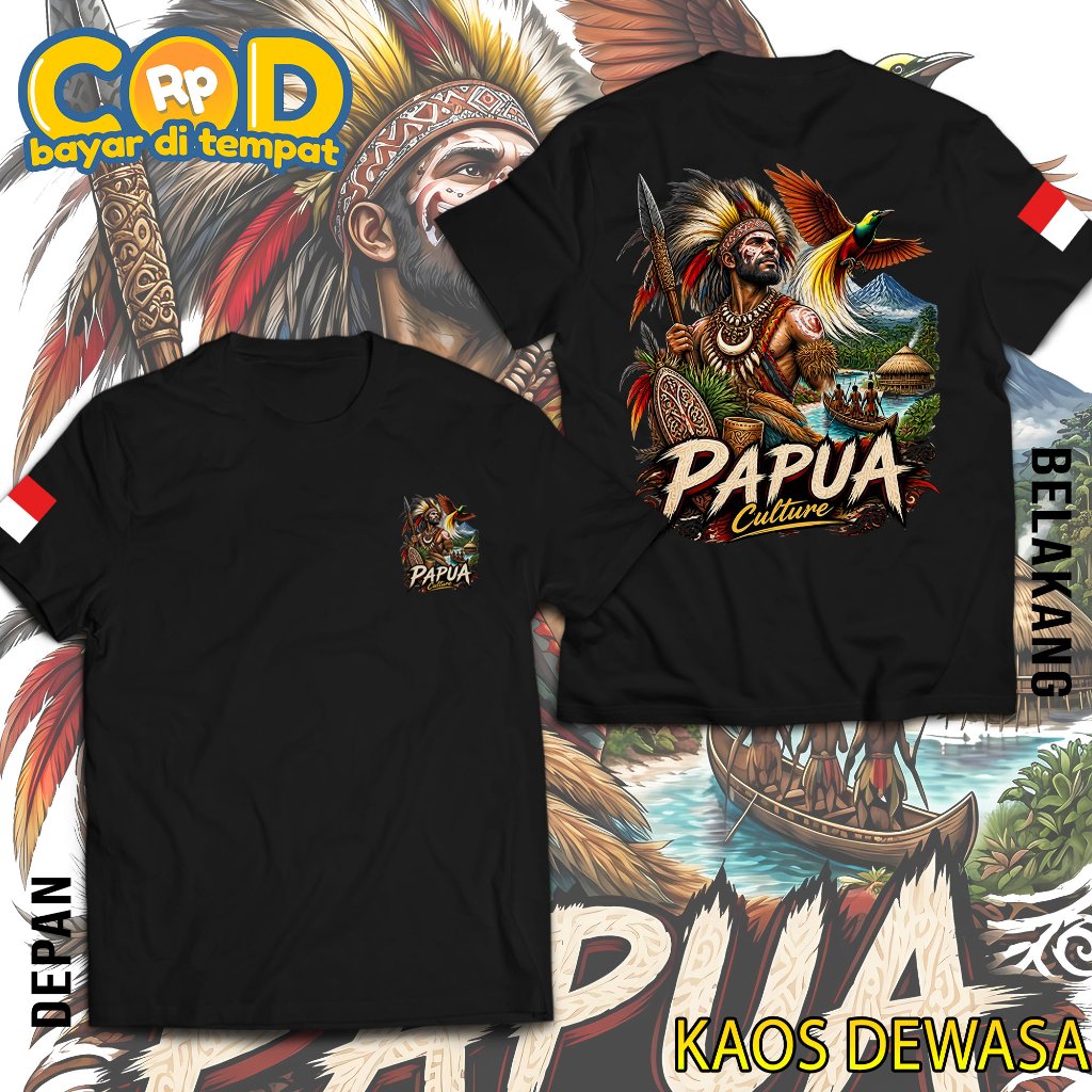 Atasan Kaos Papua Culture Baju Kebudayaan Indonesia Papua Bahan Nyaman dipakai