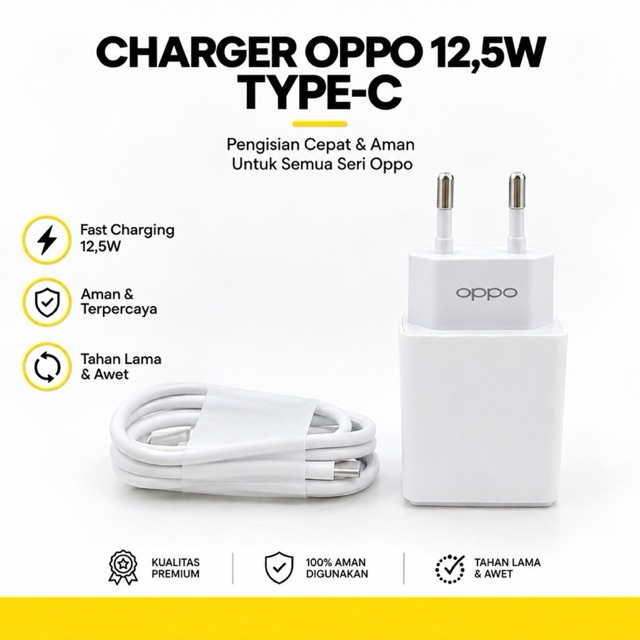 Charger oppo 12,5W tipe c flash charge