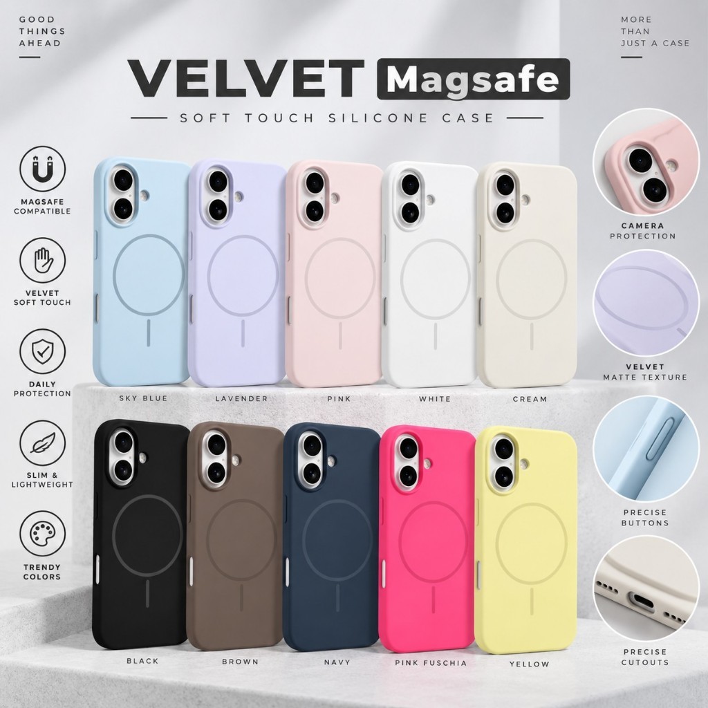 [PACKING BOX] Velvet Silicone Magsafe Case For iPhone 11 12 13 14 15 16 17 Pro Max Plus Promax AIR