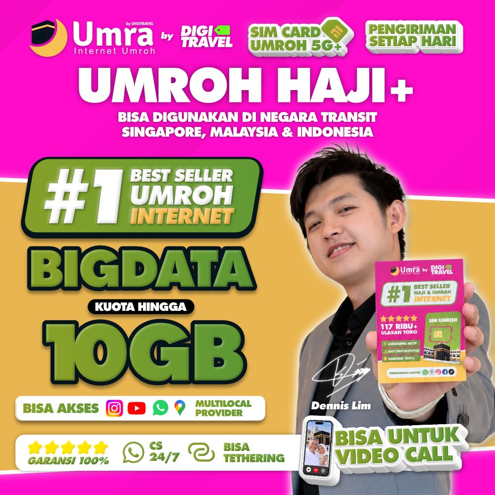 Kartu Perdana Umroh Haji Arab Saudi Singapore Malaysia Indonesia Kuota Besar Data Internet Roaming -