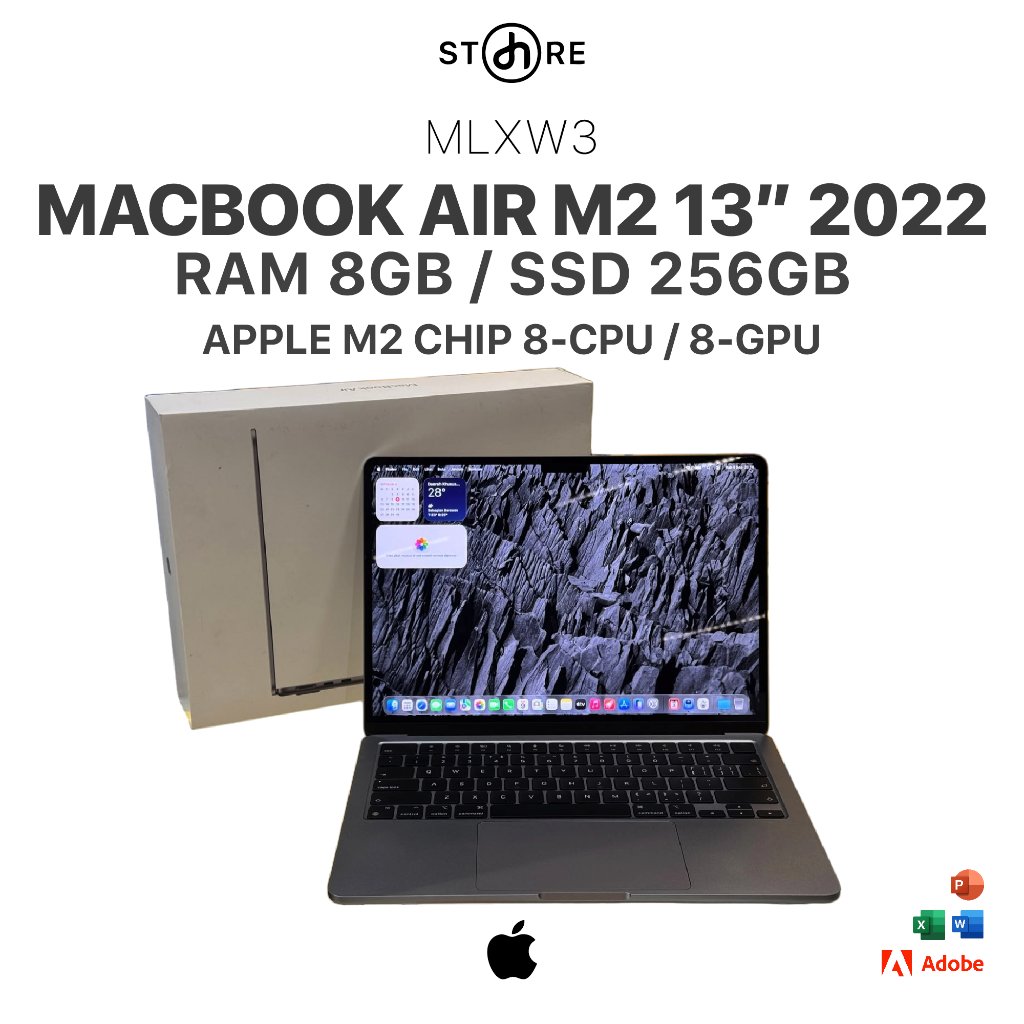 Second , Macbook Air M2 2022 , 13" , 8/256 , Grey , MLXW3